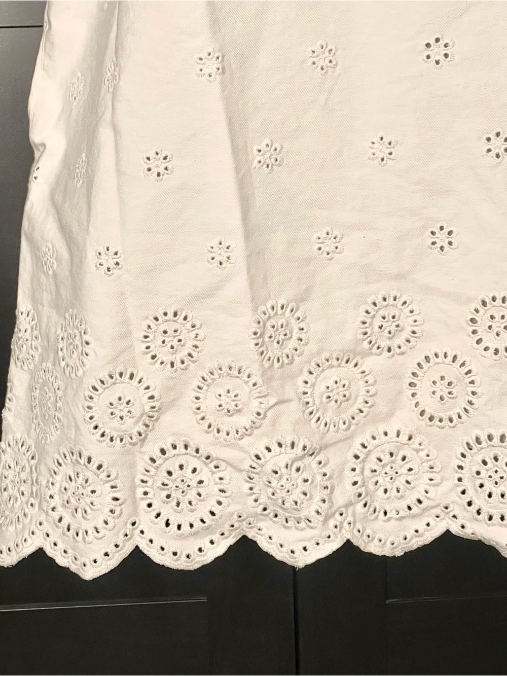 En Saison ~ Designer White Eyelet Polo Denim Button Down Mini Dress - S - Picture 7 of 14